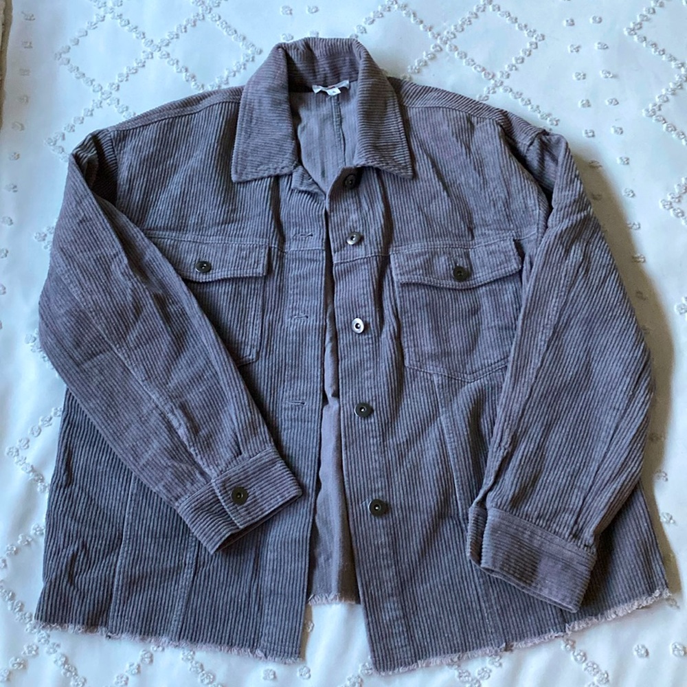 GeeGee Gray Corduroy Shacket, Small